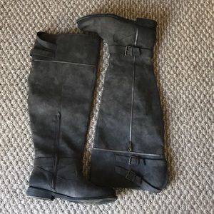 Gray over the knee boots